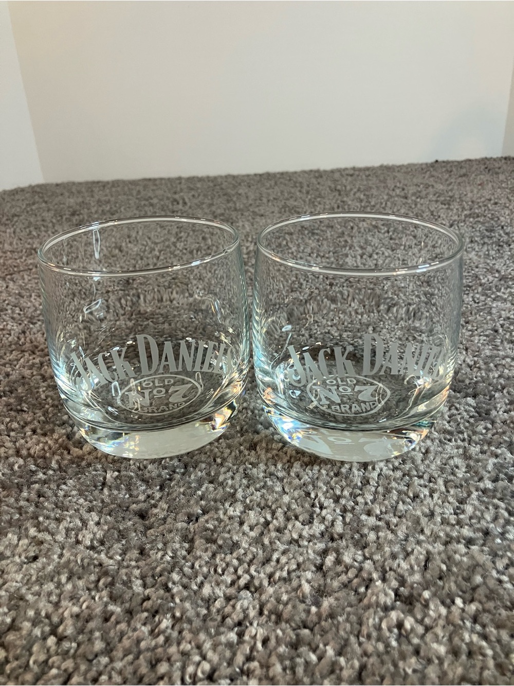 Jack Daniels Glass Tumbler Glasses Old No7 Brand Etching Set of 2